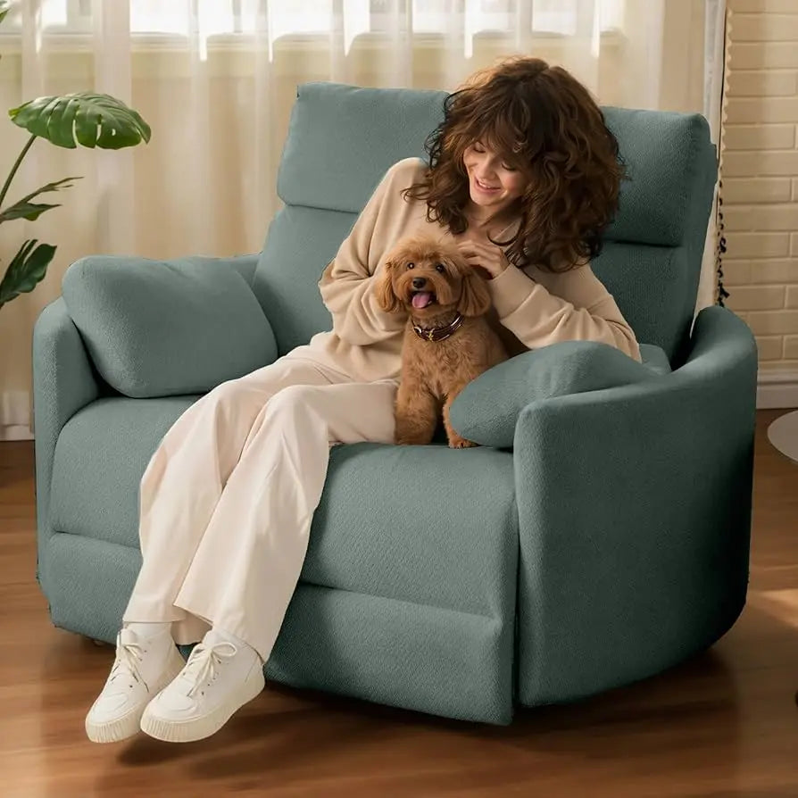 Prime Picks 54" Oversized Power Recliner Chair for Big & Tall Adults | Chenille Electric Recliner with USB-C Charging