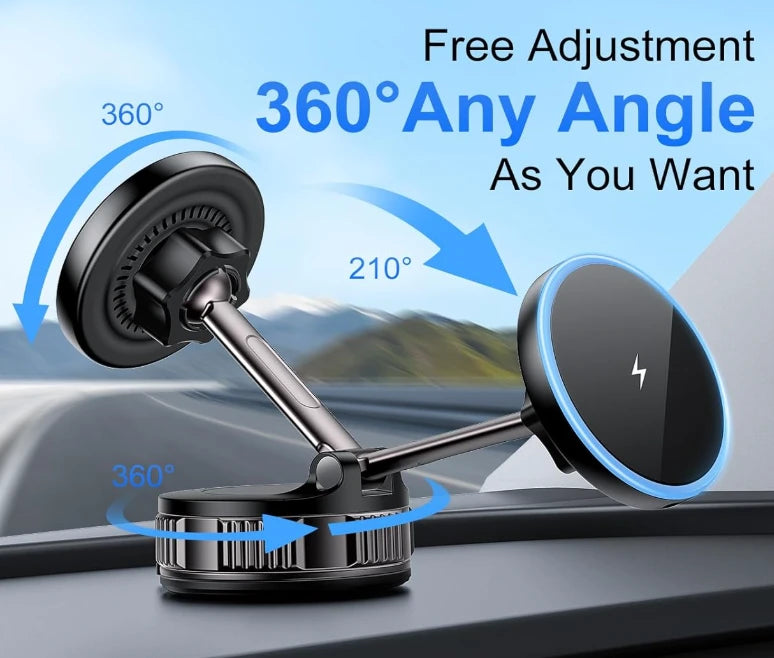 Car Mount Charger [15W Fast Wireless Charging, 120+ LB Strongest Suction]
